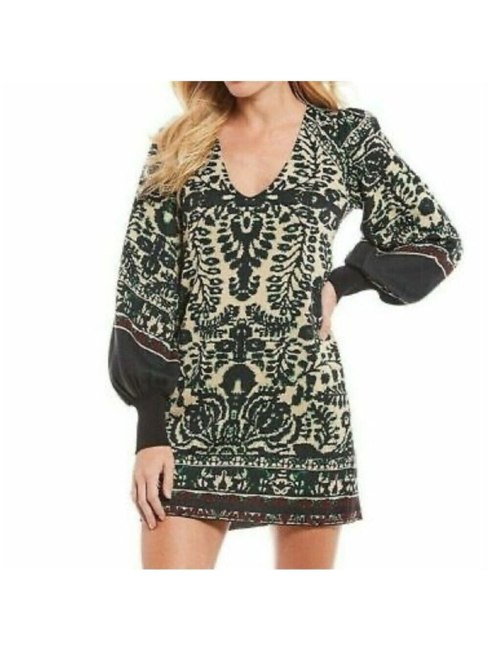 Free People "Music and Lyrics Sweater Dress" (Black). Size L